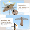 10 Feet Solar Patio Umbrella with 96 Multi-Colored Flowing LED Lights and Tilt Adjustment