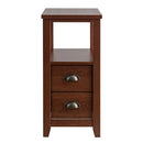 End Table Wooden with 2 Drawers and Shelf Bedside Table