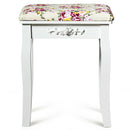 Vanity Wood Dressing Stool Padded Piano Seat with Rose Cushion