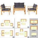 Outdoor 4 Pieces Acacia Wood Chat Set with Water Resistant Cushions