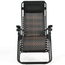 Folding Rattan Zero Gravity Lounge Chair with Removable Head Pillow