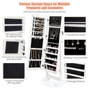 Jewelry Cabinet Stand Mirror Armoire with Large Storage Box