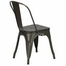 4 Pieces Tolix Style Metal Dining Side Chair Stackable Wood Seat