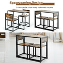 3 Pcs Dining Set Compact Table and 2 Chair with Metal Frame for for Small Space