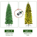6 Feet PVC Hinged Pre-lit Artificial Fir Pencil Christmas Tree with 150 Lights