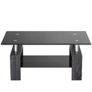 Rectangular Tempered Glass Coffee Table with Shelf
