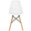 4 Pieces Modern Plastic Hollow Chair Set with Wood Leg