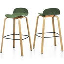 Set of 2 Modern Barstools Pub Chairs with Low Back and Metal Legs