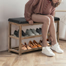 2-Tier Wooden Shoe Rack Bench with Padded Seat