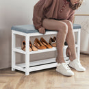 2-Tier Wooden Shoe Rack Bench with Padded Seat