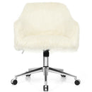 Modern Fluffy Faux Fur Vanity Office Chair for Teens Girls-Beige