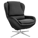 360¬∞ Swivel Leather Lounge Chair with Ottoman and Aluminum Alloy Base
