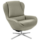 360¬∞ Swivel Leather Lounge Chair with Ottoman and Aluminum Alloy Base