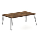 43.5 Inch Wooden Rectangular Coffee Table with Metal Legs