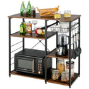 Industrial Kitchen Baker's Rack Microwave Shelf with 6 Hooks