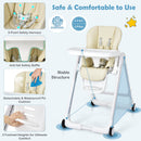 Baby Folding Convertible High Chair with Wheels and Adjustable Height