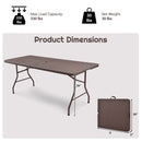 6 Feet Folding Portable Rattan Table with Carrying Handle