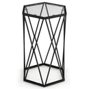Hexagonal Accent End Table with Tempered Glass Top and Metal Frame