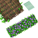 4 Pieces Expandable Faux Ivy Privacy Screen Fence Panel Pack with Flower