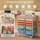 10-Drawer Rolling Cart with Wooden Tabletop and Lockable Wheels for Office