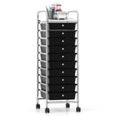 10-Drawer Rolling Storage Cart with Metal Frame and Lockable Universal Wheels
