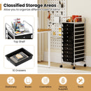 10-Drawer Rolling Storage Cart with Metal Frame and Lockable Universal Wheels