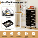 10-Drawer Rolling Storage Cart with Metal Frame and Lockable Universal Wheels