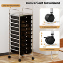 10-Drawer Rolling Storage Cart with Metal Frame and Lockable Universal Wheels