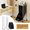 10-Drawer Rolling Storage Cart with Metal Frame and Lockable Universal Wheels