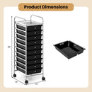 10-Drawer Rolling Storage Cart with Metal Frame and Lockable Universal Wheels
