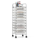 10-Drawer Rolling Storage Cart with Metal Frame and Lockable Universal Wheels