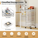 10-Drawer Rolling Storage Cart with Metal Frame and Lockable Universal Wheels