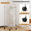 10-Drawer Rolling Storage Cart with Metal Frame and Lockable Universal Wheels