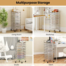 10-Drawer Rolling Storage Cart with Metal Frame and Lockable Universal Wheels