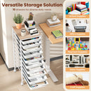 10-Drawer Rolling Storage Cart Mobile Utility Organizer with Wooden Tabletop and Lockable Wheels