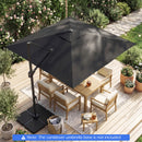 10 FT Cantilever Patio Umbrella with Solar LED Lights for Pool and Garden