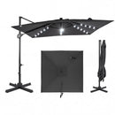 10 FT Cantilever Patio Umbrella with Solar LED Lights for Pool and Garden