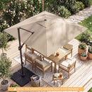 10 FT Cantilever Patio Umbrella with Solar LED Lights for Pool and Garden