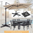 10 FT Cantilever Patio Umbrella with Solar LED Lights for Pool and Garden