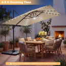 10 FT Cantilever Patio Umbrella with Solar LED Lights for Pool and Garden