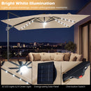 10 FT Cantilever Patio Umbrella with Solar LED Lights for Pool and Garden