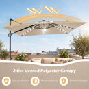 10 FT Cantilever Patio Umbrella with Solar LED Lights for Pool and Garden