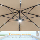 10 FT Cantilever Patio Umbrella with Solar LED Lights for Pool and Garden