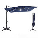 10 FT Cantilever Patio Umbrella with Solar LED Lights for Pool and Garden