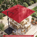 10 FT Cantilever Patio Umbrella with Solar LED Lights for Pool and Garden