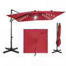 10 FT Cantilever Patio Umbrella with Solar LED Lights for Pool and Garden
