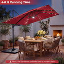 10 FT Cantilever Patio Umbrella with Solar LED Lights for Pool and Garden