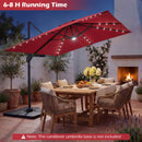 10 FT Cantilever Patio Umbrella with Solar LED Lights for Pool and Garden