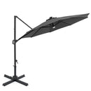 10 FT Cantilever Patio Umbrella with Solar LED Lights 360° Rotation