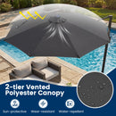 10 FT Cantilever Patio Umbrella with Solar LED Lights 360° Rotation